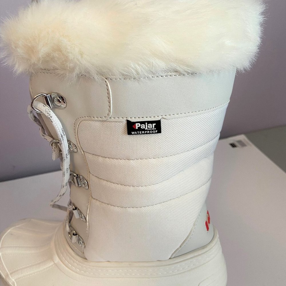 Pajar Tall White Debby Waterproof Boots Size 8